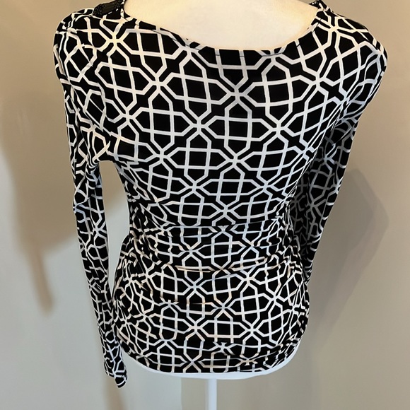 NWOT Inc International Concepts Inc black & white beaded neck top xs - Picture 5 of 13
